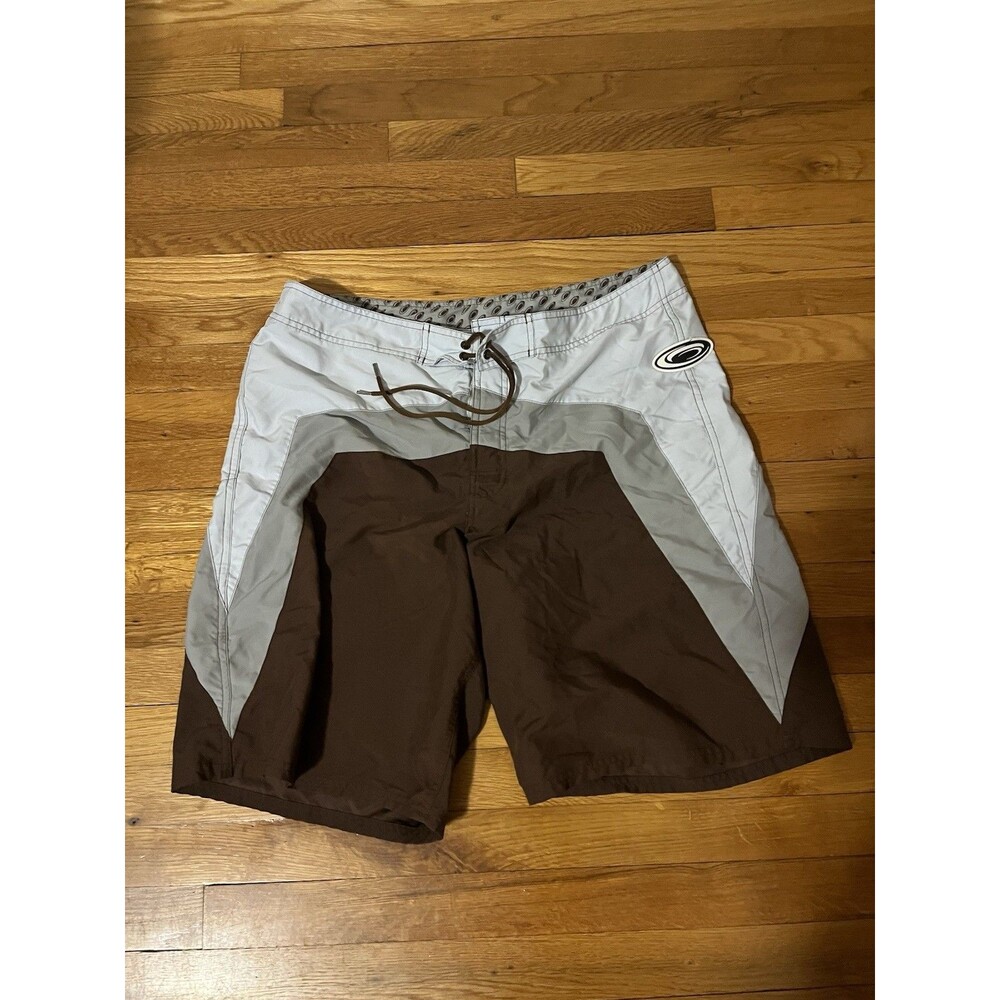 No Boundaries Board Shorts Size 38 Brown/Gray Colorblock Drawstring